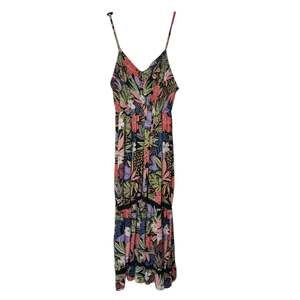 Angie Sleeveless Maxi Dress Floral Tiered Boho Beach Tropical Women's Size XL